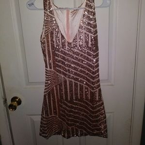 Sexy Gold Sequin Cocktail Dress